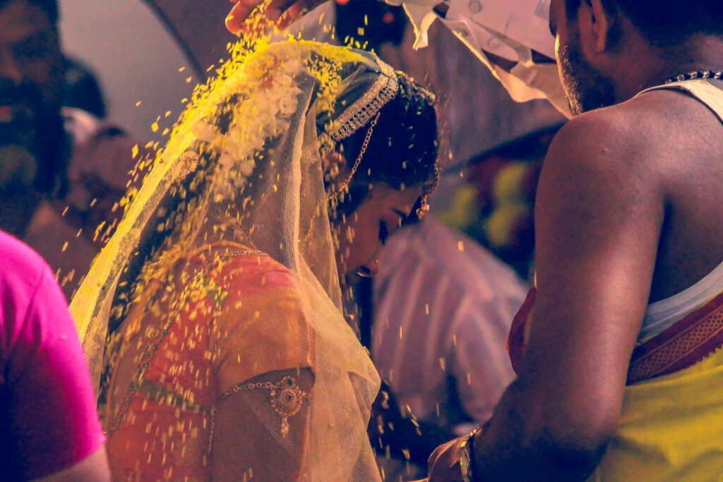 Colorful wedding ceremony highlighting traditional rituals in Wadgaon, India.